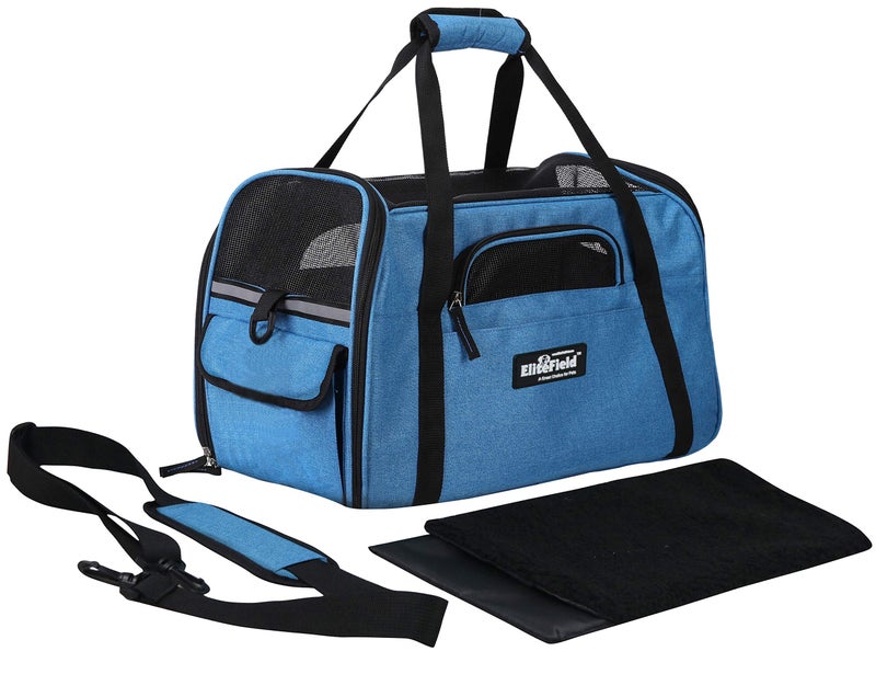 EliteField Soft Sided Pet Carrier (3 Year Warranty, Airline Approved), Multiple Sizes and Colors Available (17" L x 9" W x 12" H, Sapphire Blue) - Image 5